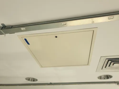 Ceiling access panel HVAC service hairdressing studio