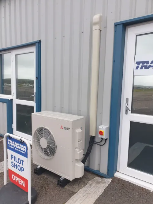 Condenser setup with ducting and power connected