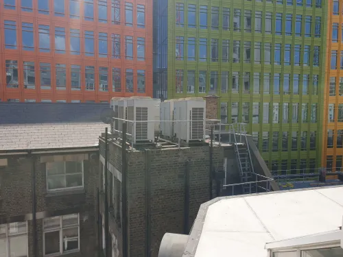 Daikin VRV condensers rooftop installation Oxford Street