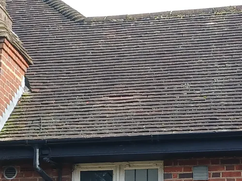 Wide view of tile roof with hidden vent
